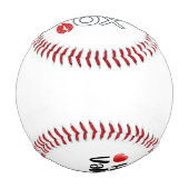 野球ハッピーバレンタインデー(ラブ赤いハート) 野球ボール (裏面)