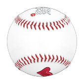 野球ハッピーバレンタインデー(ラブ赤いハート) 野球ボール (裏面)