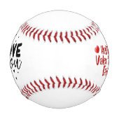 野球ハッピーバレンタインデー(ラブ赤いハート) 野球ボール (正面)
