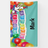 野球ハッピーバースデー選手がボール風船を投げる 横断幕 (縦)