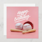野球ハッピーバースデー（ピンク色のボール） (正面/裏面)