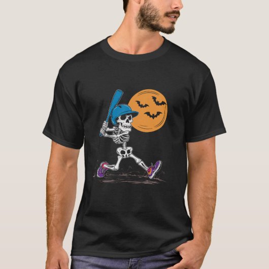 野球ハロウィン不気味キャッチャーのトリック Tシャツ (正面)