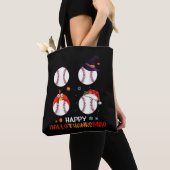 野球ハロウィーンとメリークリスマス幸せ トートバッグ (クローズアップ)