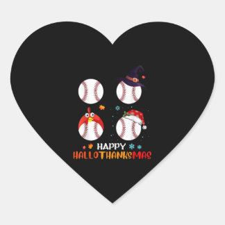野球ハロウィーンとメリークリスマス幸せ ハートシール