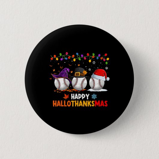 野球ハロウィーン感謝祭クリスマスハロタ 缶バッジ (正面)