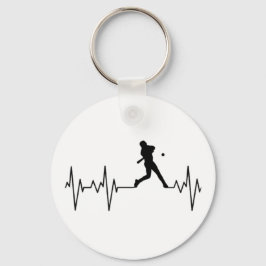 野球ハートビートボタンキーチェーン キーホルダー