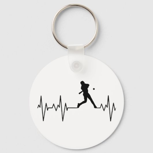 野球ハートビートボタンキーチェーン キーホルダー (正面)