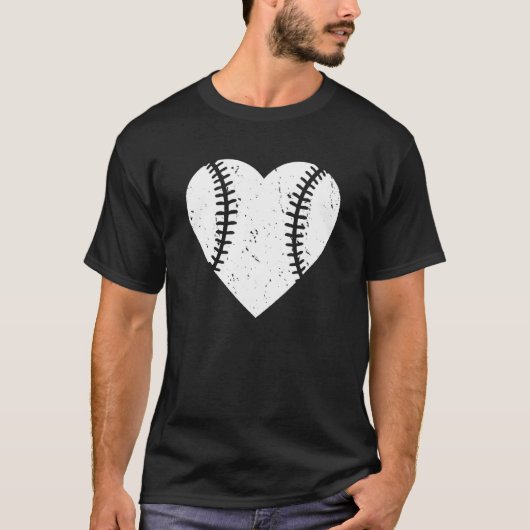 野球ハート動揺して野球 Tシャツ (正面)