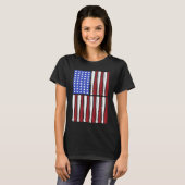 野球バタUSA愛国的アメリカ国旗の選手C Tシャツ (正面フル)