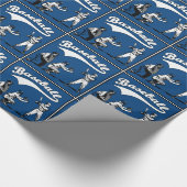 野球バッターキャッチャーウンパイレブルーギフト ラッピングペーパー (角)