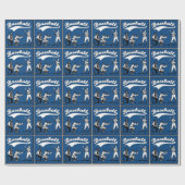 野球バッターキャッチャーウンパイレブルーギフト ラッピングペーパー (フラット)