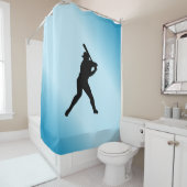 野球バッターブルースポーツ シャワーカーテン (インサイチュ)