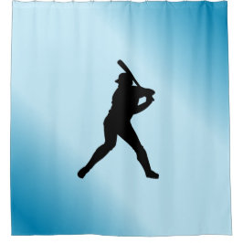 野球バッターブルースポーツ シャワーカーテン