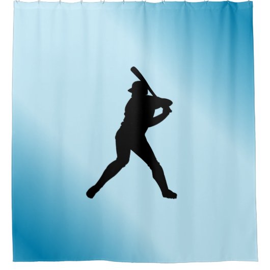 野球バッターブルースポーツ シャワーカーテン (正面)