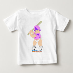 野球バッターベビーガール ベビーTシャツ