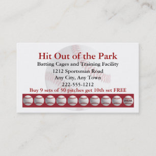 野球バッティングケージスポーツロイヤリティパンチカード ロイヤリティカード