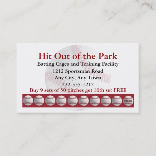 野球バッティングケージスポーツロイヤリティパンチカード ロイヤリティカード (正面)