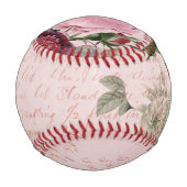 野球バラガーリーフラワーヴィンテージピンク 野球ボール (裏面)