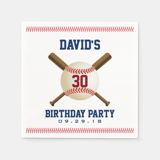 野球バースデーパーティースポーツテーマ スタンダードカクテルナプキン (正面)