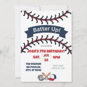 野球バースデー Batter Up 招待状 (正面)