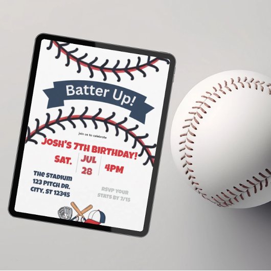 野球バースデー Batter Up 招待状