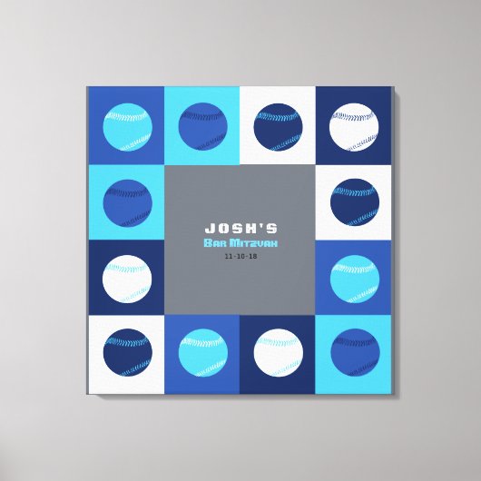 野球バーバルミツワーサインインメモリーボード キャンバスプリント (正面)