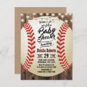 野球バー素朴ンウッドスポーツベビーシャワー 招待状 (正面/裏面)