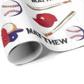 野球パターンの子供の名前 ラッピングペーパー (ロールコーナー)