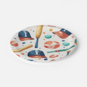 野球パターンブルーレッドこうもりハットボール誕生日 ペーパープレート (アングル)