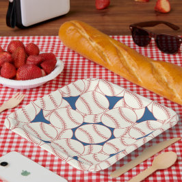 野球パターンブルー紙プレートパーティー用品 ペーパープレート