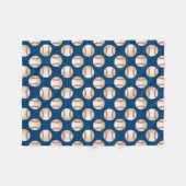 野球パターンロイヤルブルーのスポーツのテーマ フリースブランケット (正面(横))