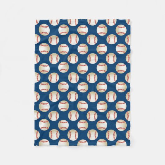 野球パターンロイヤルブルーのスポーツのテーマ フリースブランケット (正面)