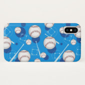 野球パターン青いiPhone Xの箱 Case-Mate iPhoneケース (裏面(横))