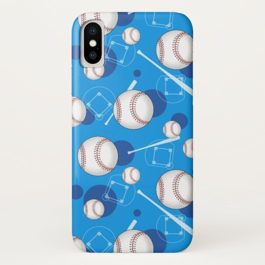 野球パターン青いiPhone Xの箱 Case-Mate iPhoneケース (裏面)