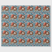 野球パパクリスマスブルー背景 ラッピングペーパー (フラット)