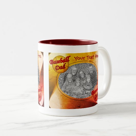 野球パパパーソナライズされた写真 ツートーンマグカップ (正面右)