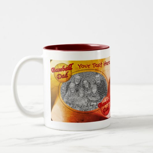 野球パパパーソナライズされた写真 ツートーンマグカップ (左)