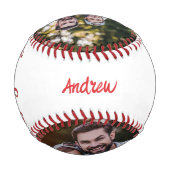 野球パパレッド名前をカスタムするモダン2写真 野球ボール (裏面)