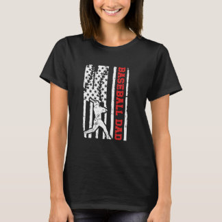 野球パパ選手の父アメリカ国旗 Tシャツ
