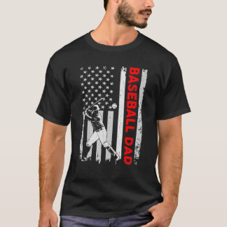 野球パパUsaフラッグダディーパパヴィンテージレトロ脂肪 Tシャツ