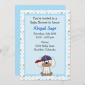 野球パピー男の赤ちゃんシャワー招待状 招待状 (正面/裏面)