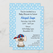 野球パピー男の赤ちゃんシャワー招待状 招待状 (正面/裏面)