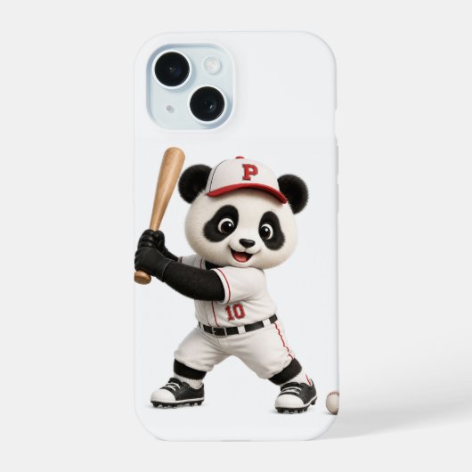 野球パンダ iPhone 15ケース (裏面)