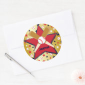 野球パーソナライズされたこうもりボール&スター金ゴールド ラウンドシール (封筒)