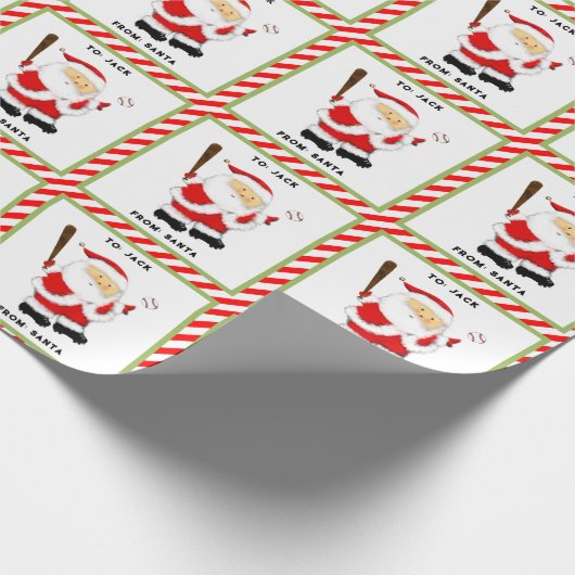 野球パーソナライズされたのクリスマスプレゼント ラッピングペーパー (角)