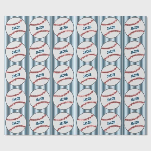 野球パーソナライズされたのテーマを命名 ラッピングペーパー (フラット)