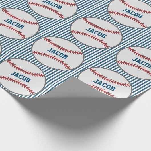 野球パーソナライズされたのテーマを命名 ラッピングペーパー (角)