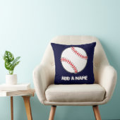 野球パーソナライズされたのネイビーブルー枕、名前を追加 クッション (椅子)