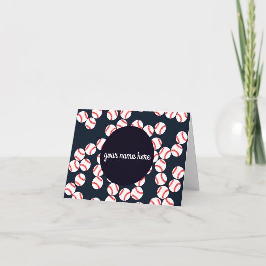 野球パーソナライズされたのノートカードが折られる サンキューカード (正面)