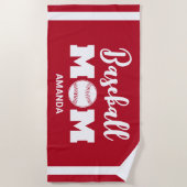 野球パーソナライズされたのママ名 ビーチタオル (正面)